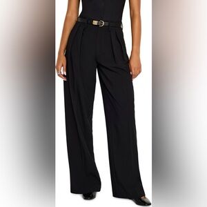 Good American Black Good '90s Suiting Pleated Wide Leg Pants